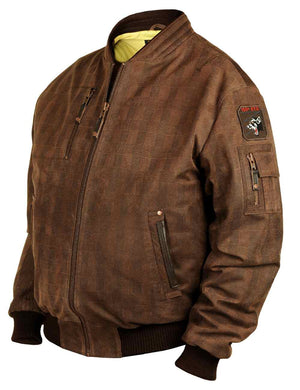 Men's brown leather jacket.