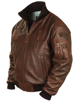Men's brown leather jacket.