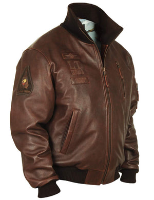 Men's brown leather jacket.
