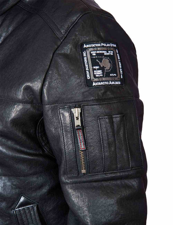 Utility pocket on the sleeve of down jacket.