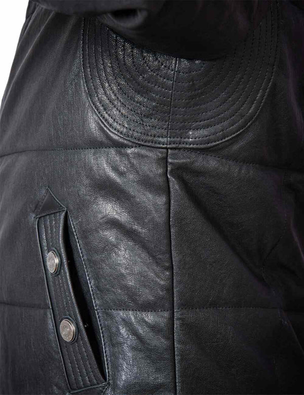 Part of men's leather down jacket.