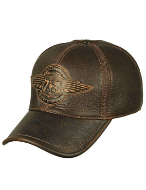 Men's brown leather cap.