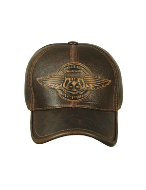Men's brown leather cap.