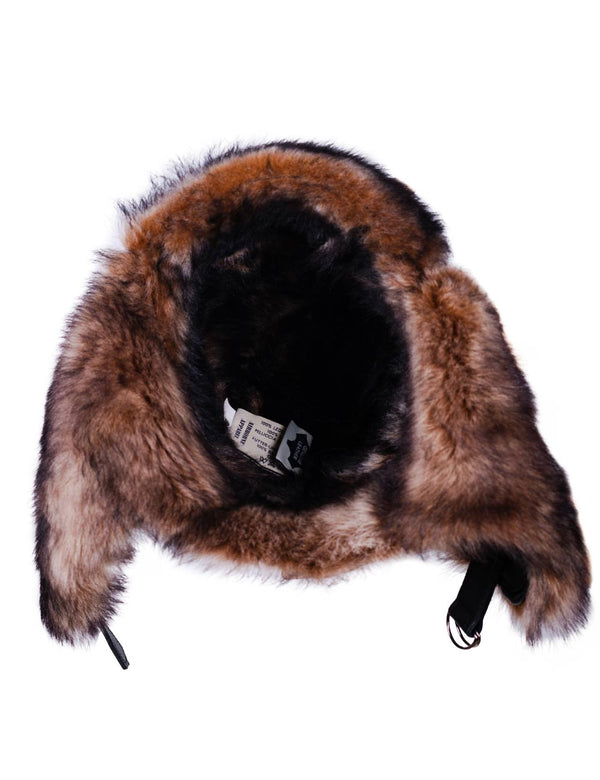 Brown fur hat on a white background.