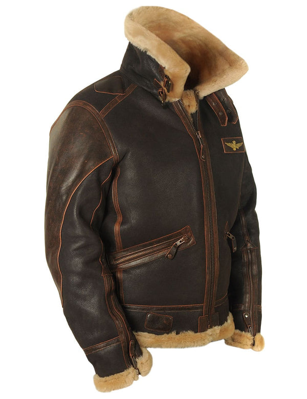 Men's brown sheepskin coat.