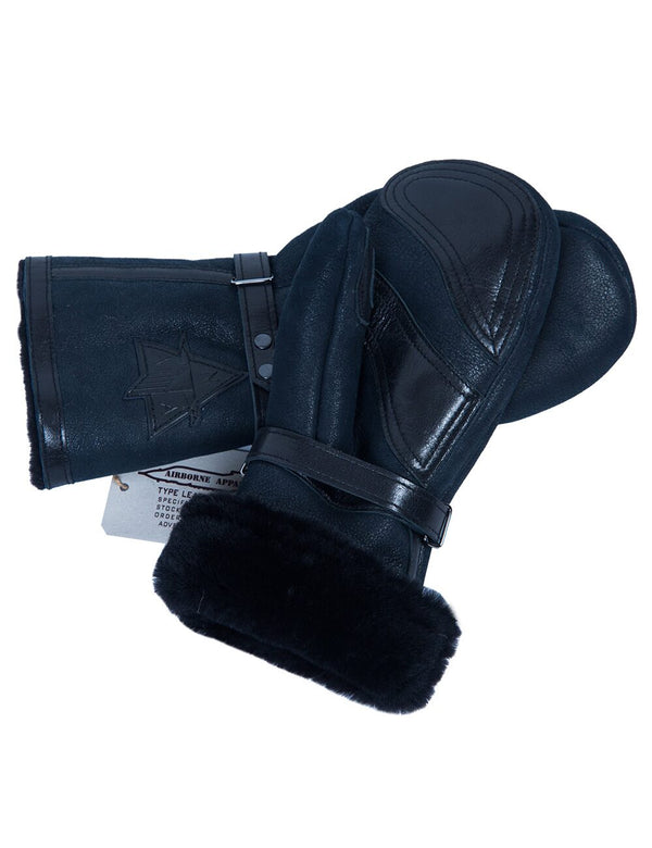 Blue men's sheepskin mittens.