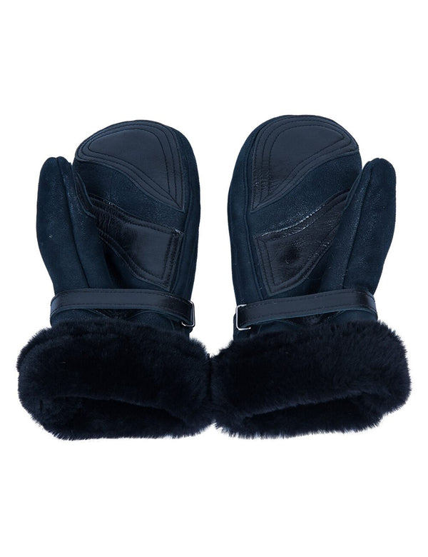 Blue men's sheepskin mittens.