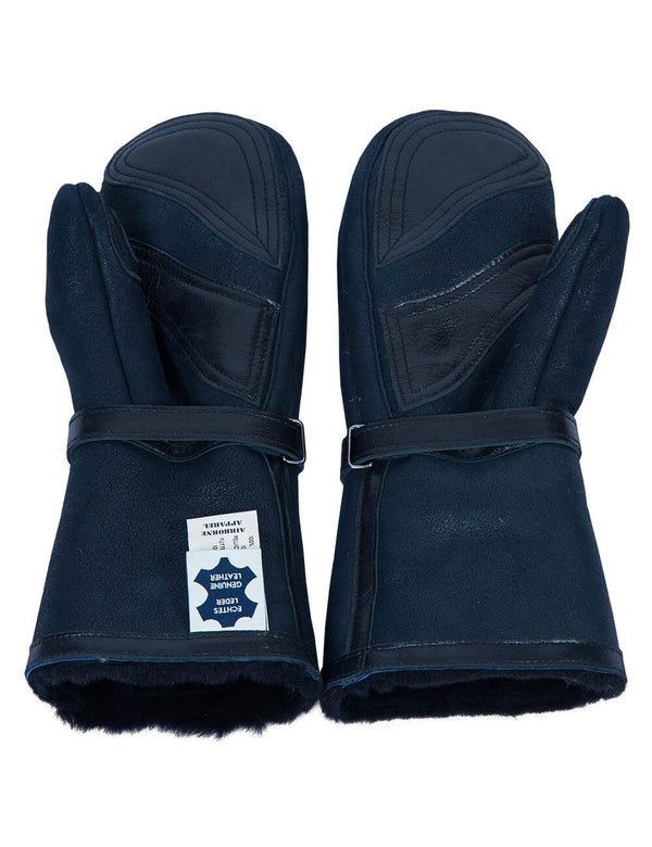 Blue men's sheepskin mittens.