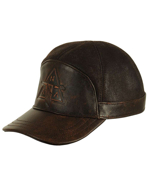Brown men's cap with fur.