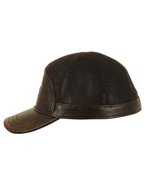 Brown men's cap with fur, side view.