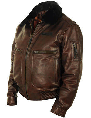 Men's brown leather jacket.