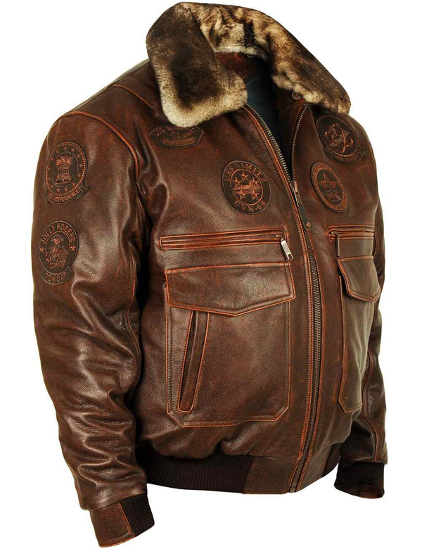 Men's brown leather jacket.