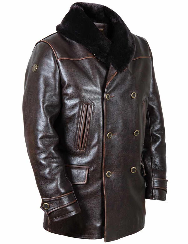 Men's brown leather jacket.
