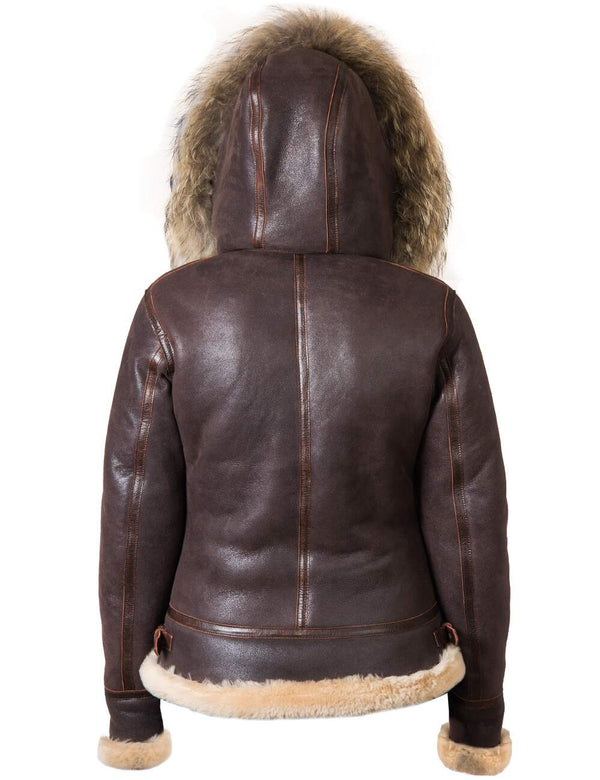 Back of women's sheepskin coat.
