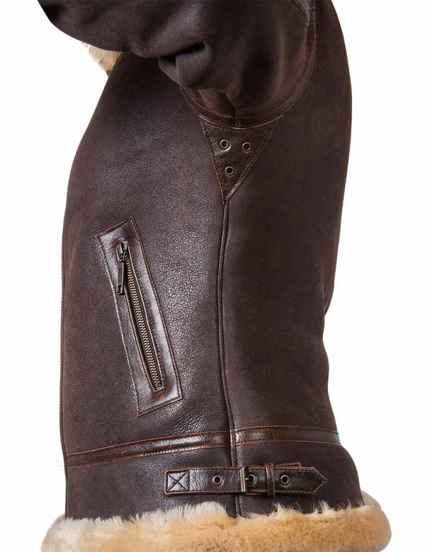 Side part of women's sheepskin coat.
