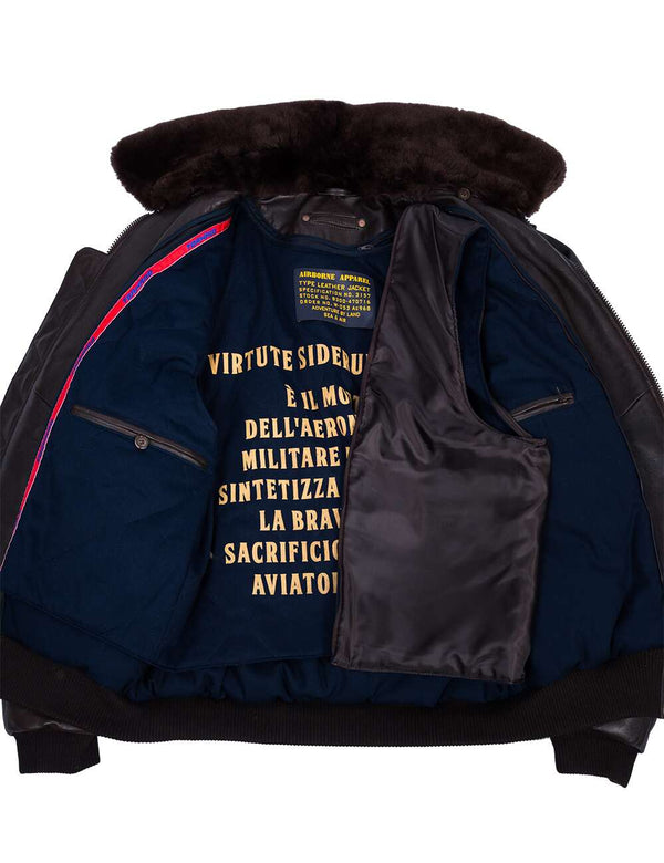 Men's A-2 Flight Leather Jacket with liner Art. 307 black in Vintage Leder online store 5