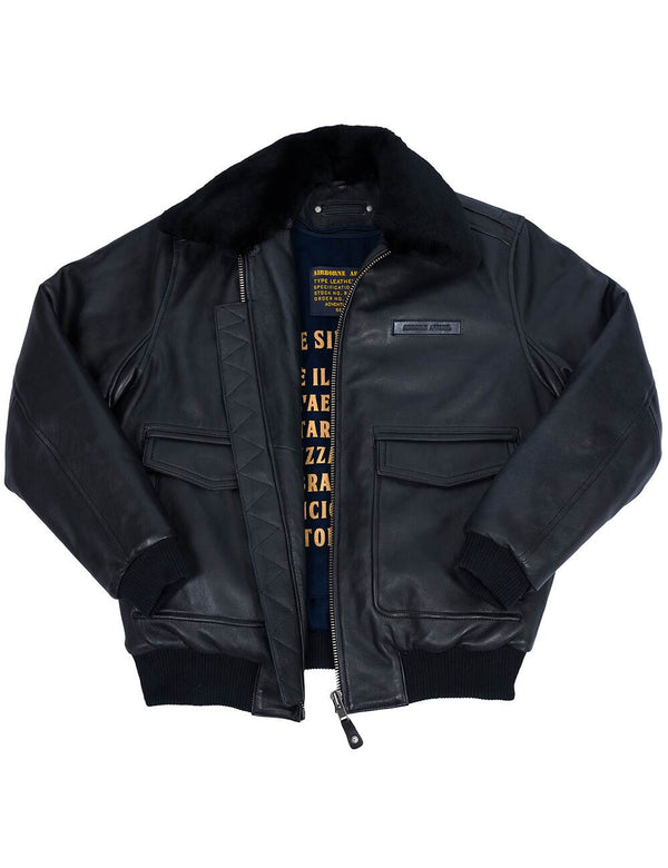 Men's A-2 Flight Leather Jacket with liner Art. 303 black in Vintage Leder online store 1