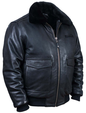 Men's A-2 Flight Leather Jacket with liner Art. 303 black in Vintage Leder online store 8