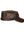 Men's brown leather flat top cap side view.