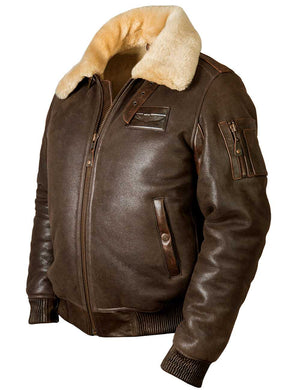Men'sB-15 Fast Eagle Sheepskin Flight Jacket Art. 207 brown in Vintage Leder online 1 store