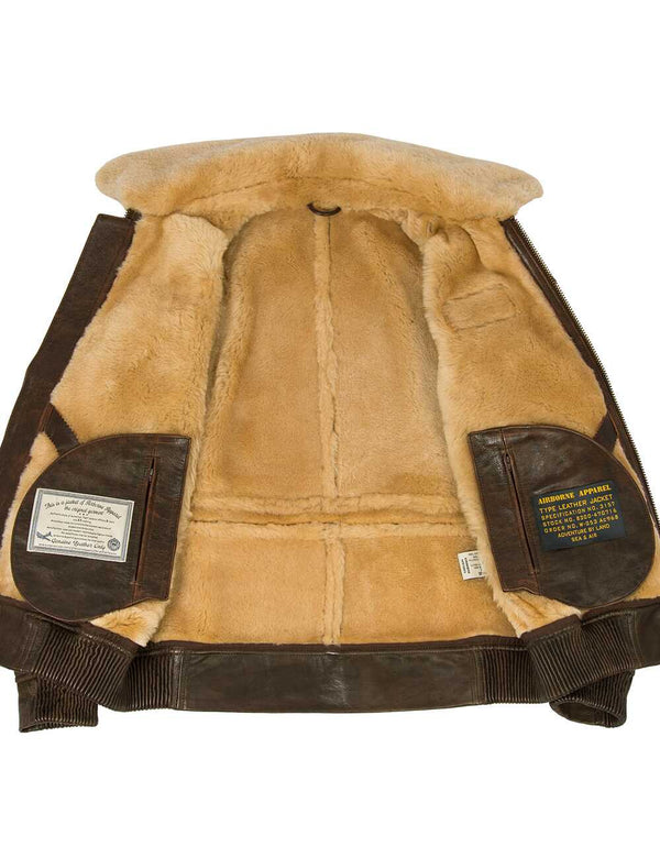 Men'sB-15 Fast Eagle Sheepskin Flight Jacket Art. 207 brown in Vintage Leder online store 11