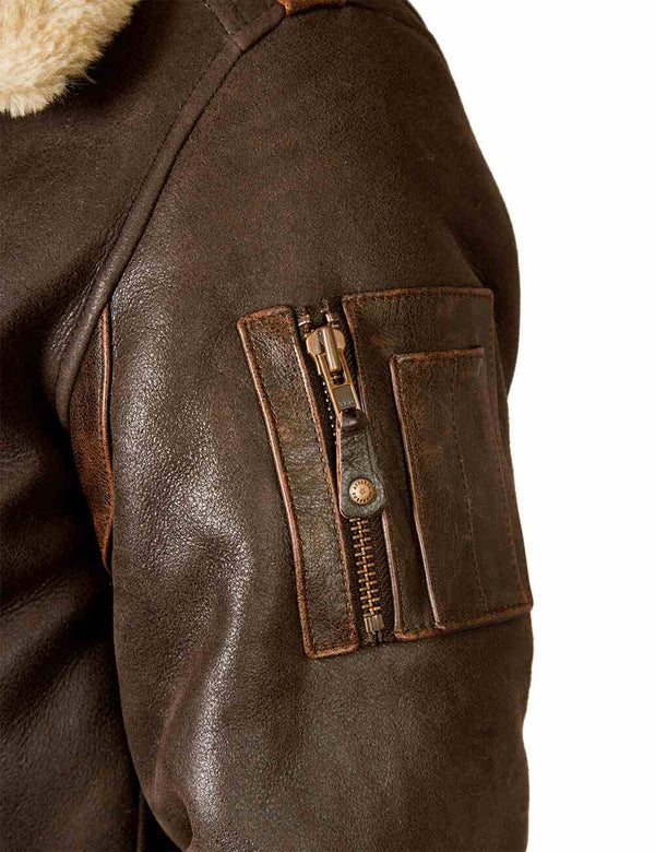 Men'sB-15 Fast Eagle Sheepskin Flight Jacket Art. 207 brown in Vintage Leder online store 4