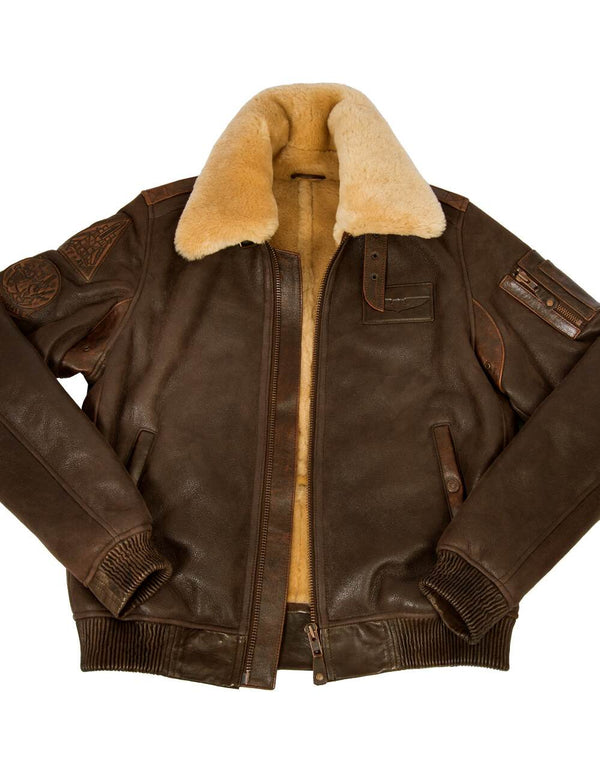 Men'sB-15 Fast Eagle Sheepskin Flight Jacket Art. 207 brown in Vintage Leder online store 8