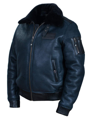 Men's B-15 Fast Eagle Sheepskin Flight Jacket Art. 206 blue in Vintage Leder online store 10