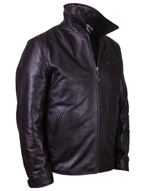 Men's brown leather jacket.