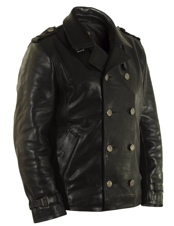 Men's Halsey Leather Pea coat Art. 134 black in Vintage Leder online store 8