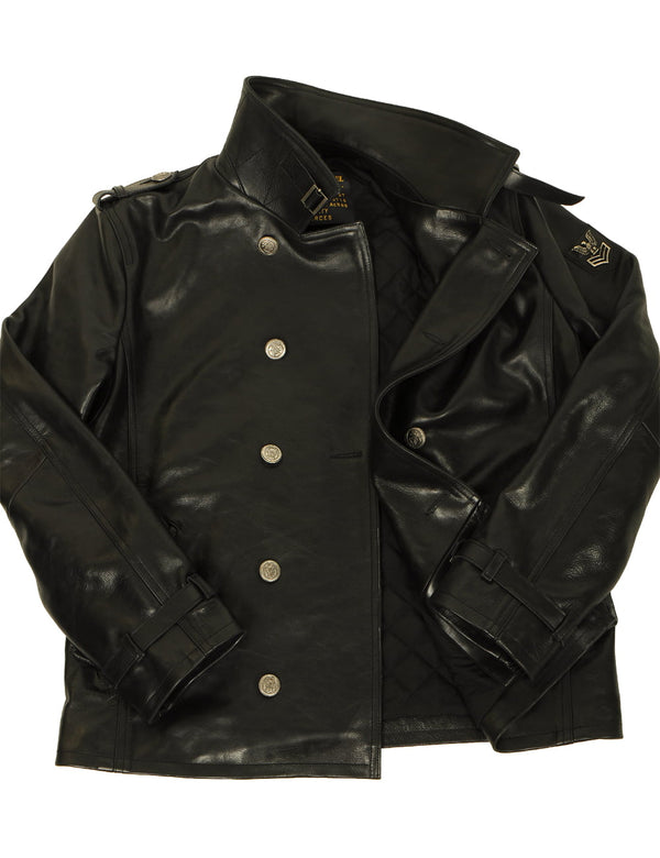 Men's Halsey Leather Pea coat Art. 134 black in Vintage Leder online store 2