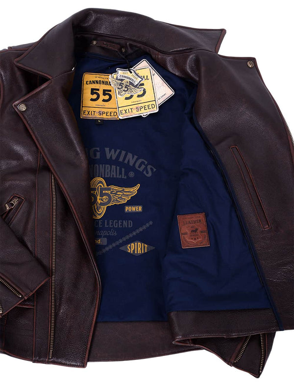 Indy 500 Biker Leather Jacket embossed Art. 704