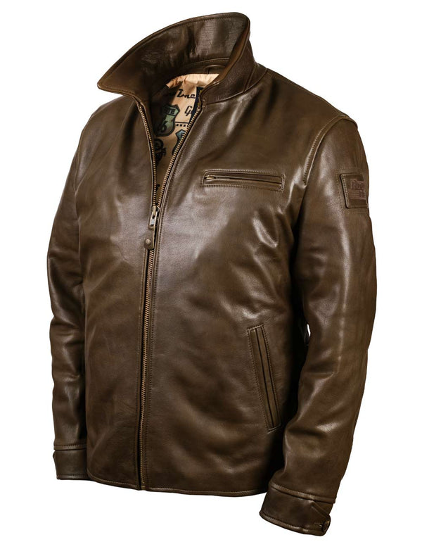 Chicago Route 66 Men's Leather Jacket olive Art. 407