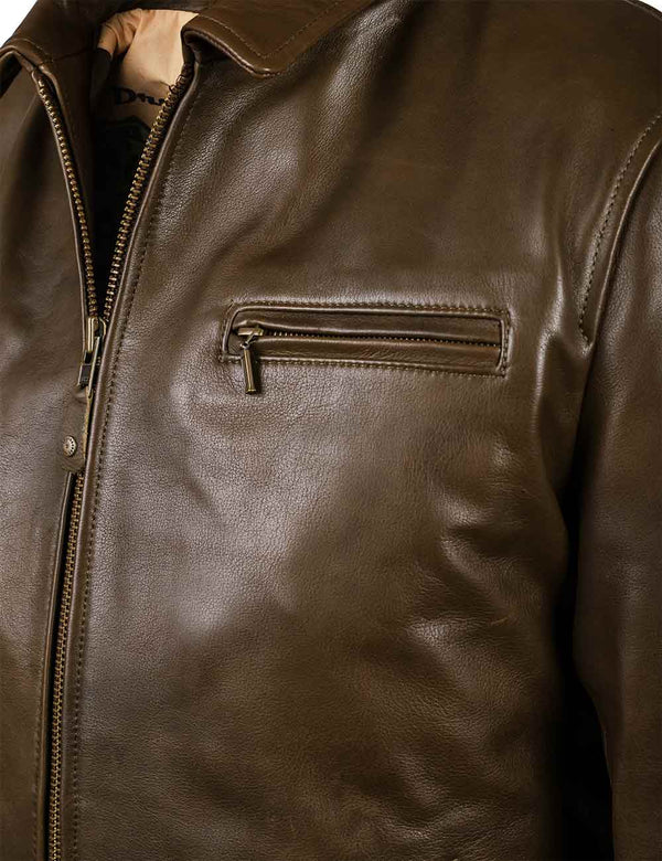 Chicago Route 66 Men's Leather Jacket olive Art. 407