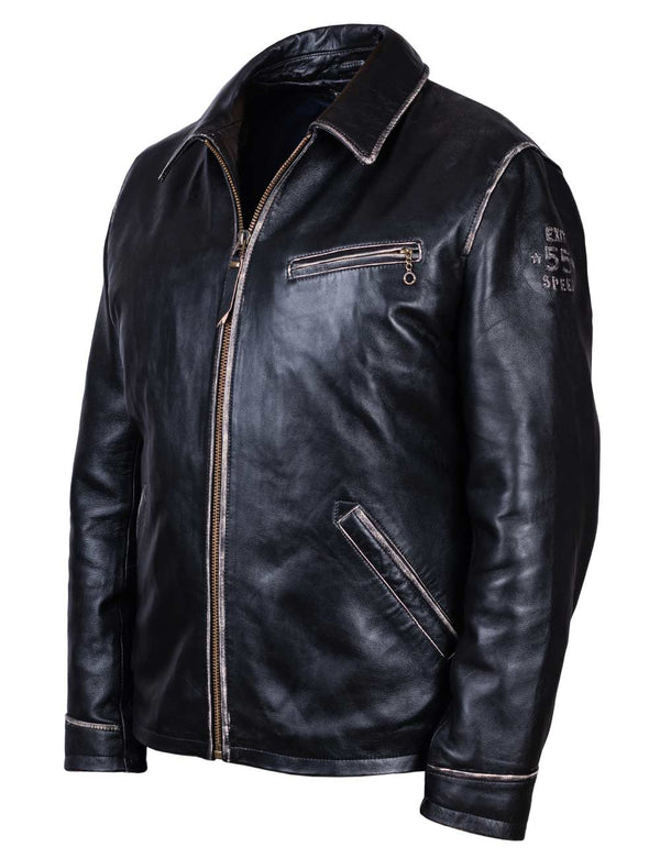 Кожаная мото куртка Driver чёрная Art. 7053