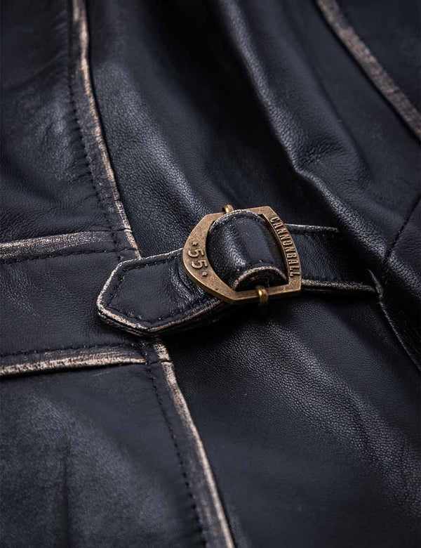 Кожаная мото куртка Driver чёрная Art. 7053