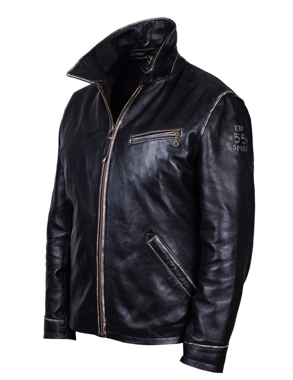 Кожаная мото куртка Driver чёрная Art. 7053