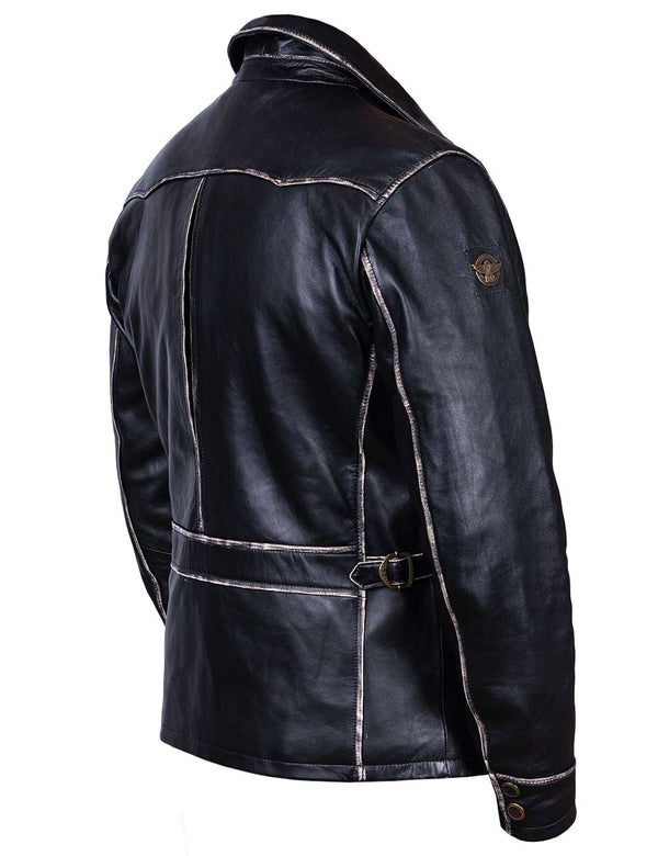 Кожаная мото куртка Driver чёрная Art. 7053