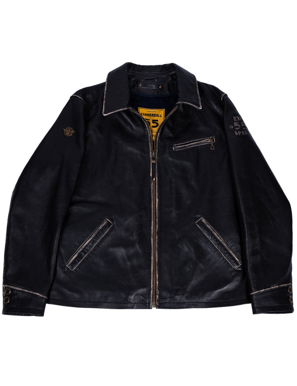 Кожаная мото куртка Driver чёрная Art. 7053