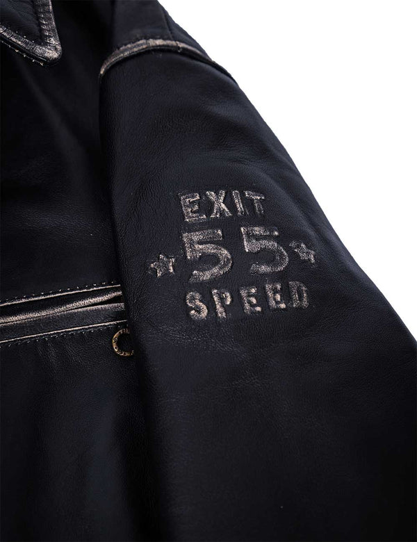 Кожаная мото куртка Driver чёрная Art. 7053