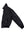 Left side of a black leather short jacket with the letters C and B on the chest on a white background.