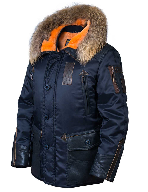 Men's dark blue parka.