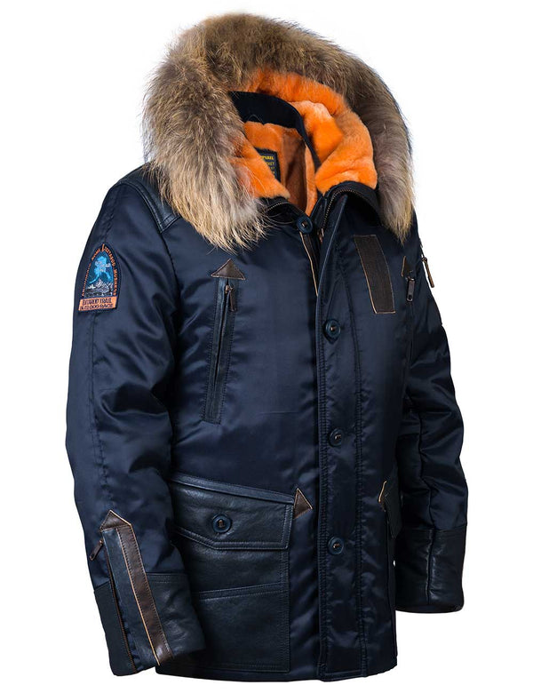 Men's dark blue parka.