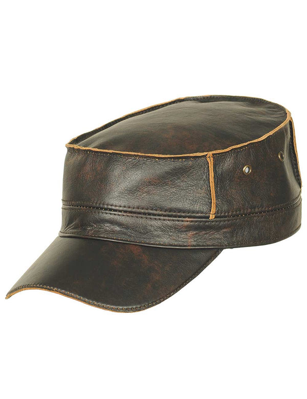 Men's brown leather cap.