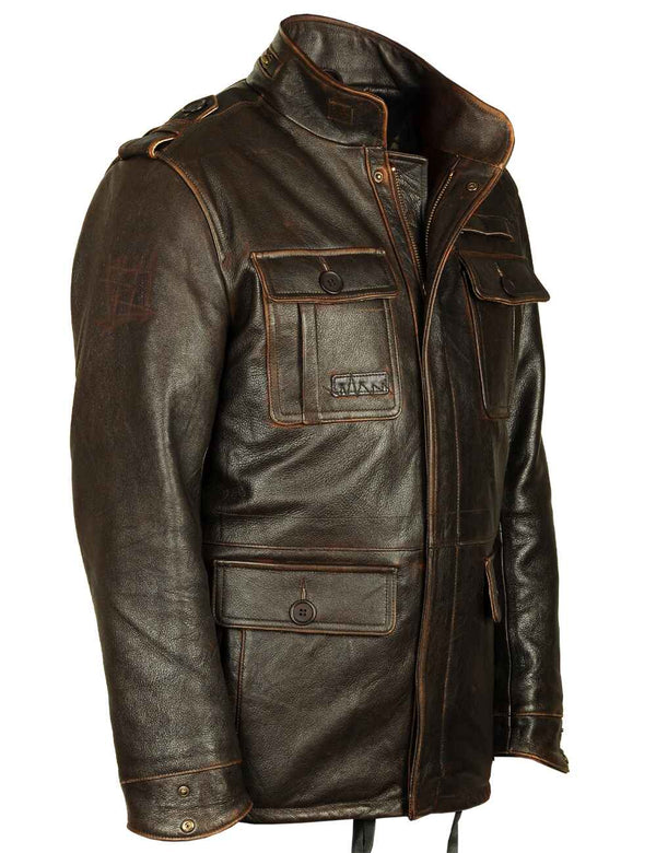 Men's M65 Field Leather Jacket Art. 562 brown in Vintage Leder online store 7