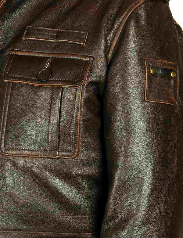 Men's M65 Field Leather Jacket Art. 562 brown in Vintage Leder online store 4