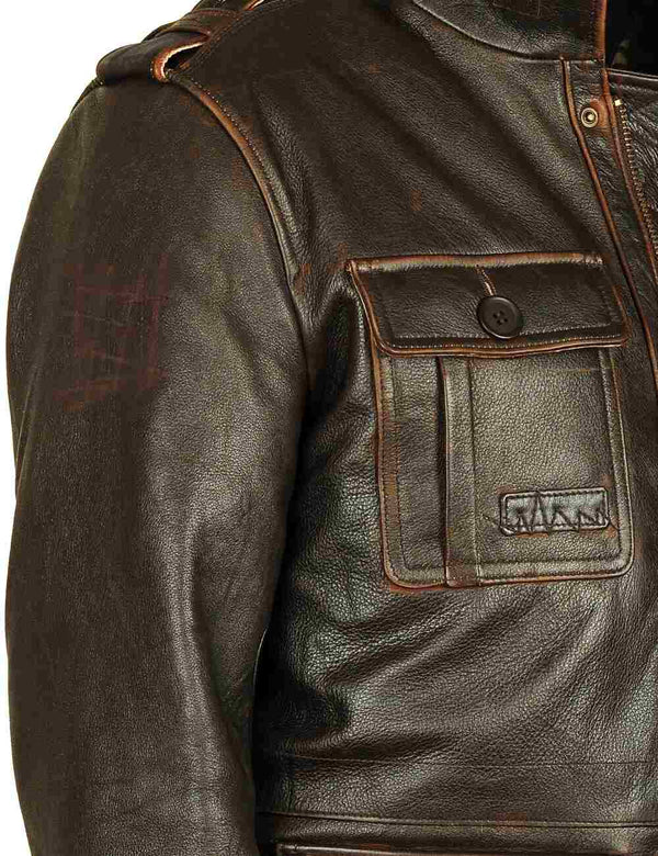 Men's M65 Field Leather Jacket Art. 562 brown in Vintage Leder online store 3
