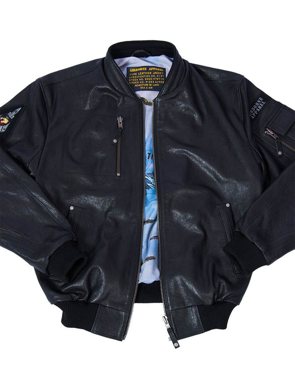 Men's MA-1 Tigers Bomber Leather Jacket Art. 310 black in Vintage Leder online store 1