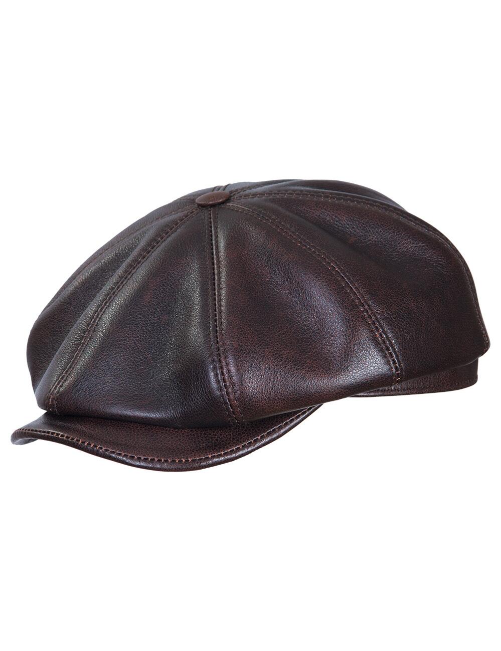 Newsboy Vintage Leather Cap brown 23 Vintage Leder