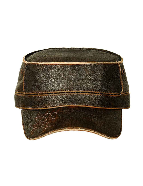 Men's Military leather cap M-3 brown in Vintage Leder online store 4